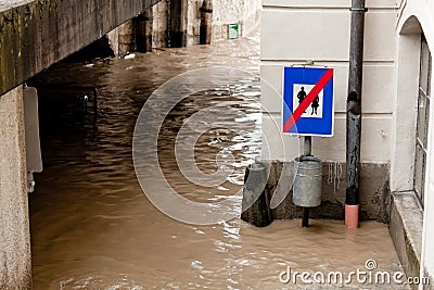 Floods and flooding in Steyr, Stock Photo