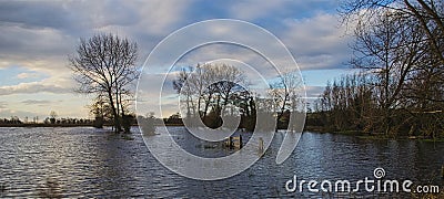Floods on river Tewkesbury Stock Photo