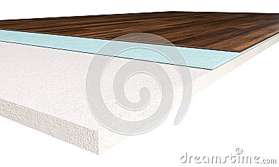 Floor layers. Piece of linoleum floor. 3d render Stock Photo
