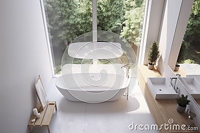 home bathroom design window room white apartment indoor house interior tub. Generative AI. Stock Photo