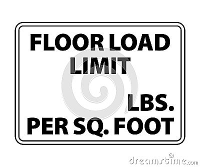 Floor Load Limit Per Square Foot Sign. OSHA sign for floor load capacity. vector eps10 sign Stock Photo