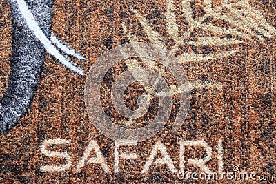 Floor mat home decoration africa elephant and safari word design