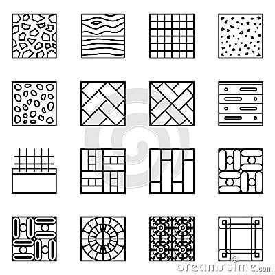Floor material line vector icons Vector Illustration