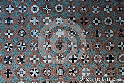 Floor pattern with different symbols in circles Stock Photo