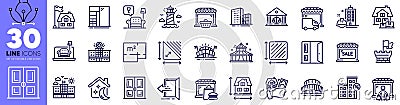 Floor plan, Lighthouse and Delivery truck line icons pack. For web app. Vector Vector Illustration