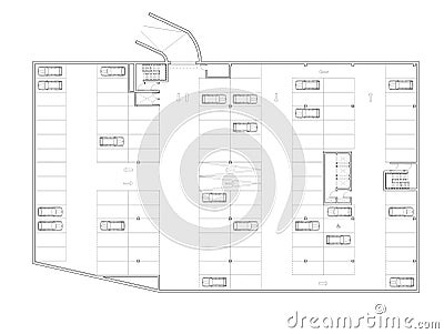 Floor plan of the underground parking Stock Photo