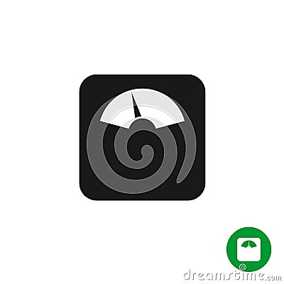 Floor scales black simple icon. Mechanical scales with arrow. Vector Illustration