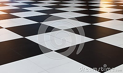 Big black and white checkered pattern tiles. Stock Photo