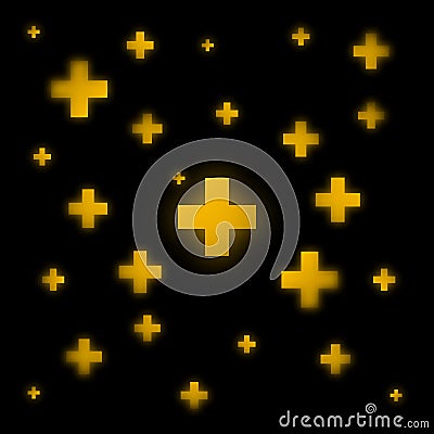 Gold crosses on a black background Vector Illustration