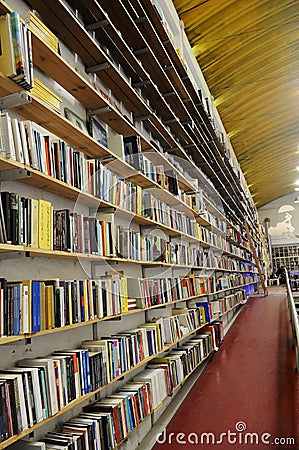 Floor to Ceiling Shelves Loaded with Books Editorial Stock Photo