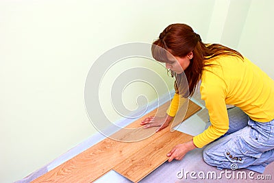 Flooring with laminated board Stock Photo