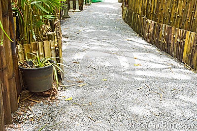 The floors, walls, fences of rural houses are made of bamboo Stock Photo