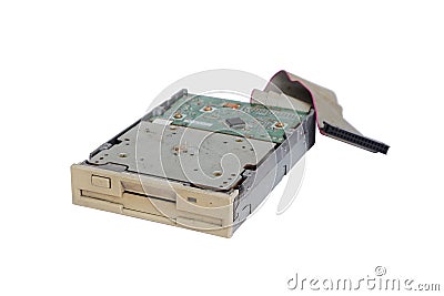 Floppy disk Isolated on white background, old and obsolete computer hardware Stock Photo