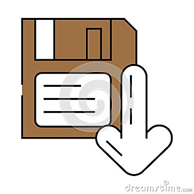 floppy disk saving loading data icon color illustration Vector Illustration