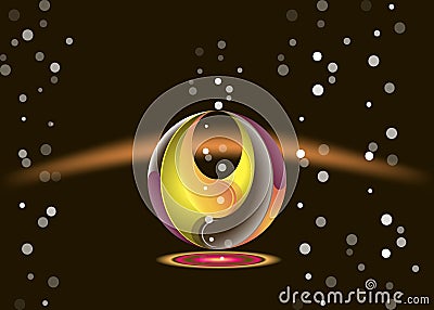 Flora abstraction on a black background with bubbles Vector Illustration