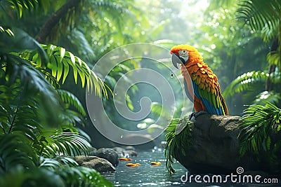 Flora and fauna in humid tropical rainforest Stock Photo