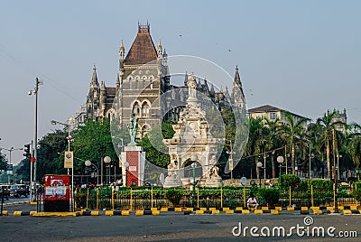 Flora Fountain and Oriental Old Building at blue sky in sunny at Editorial Stock Photo