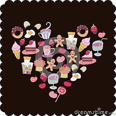 Flora love shape card Stock Photo