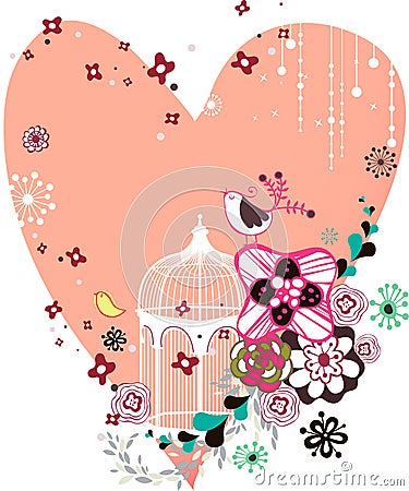 Flora love shape card Stock Photo