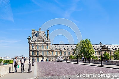 Flora Pavilion ot the Louvre and Pont Royal. Paris Editorial Stock Photo