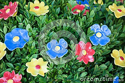 Floral abstract collage from simple summer flowers Stock Photo