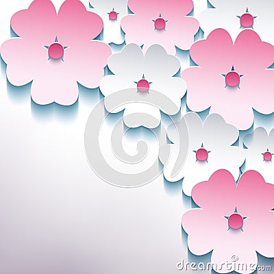 Floral abstract stylish background with 3d flower Vector Illustration