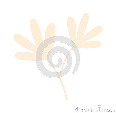 Floral abstraction design flat icon Brown hand drawn plant Vector Illustration