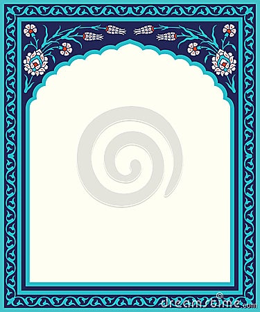 Floral arch for your design. Traditional Turkish ï¿½ Ottoman ornament. Iznik Vector Illustration