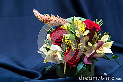 Floral arrangement with various spring flowers Stock Photo