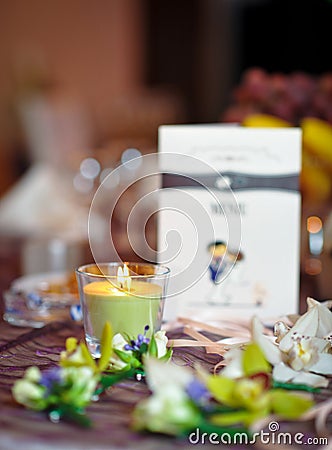 Floral arrangements on wedding ceremony detail Stock Photo