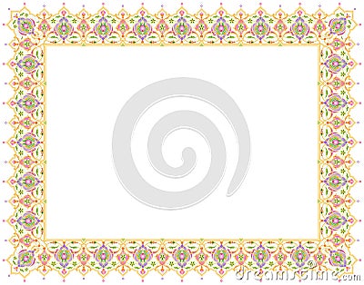 Floral Art Ornament Border in White Background Vector Illustration