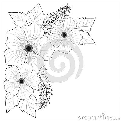 Floral background in black and white Vector Illustration