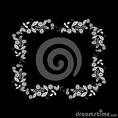 Floral background. Flower bouquet vintage cover. Flourish card with copy space.black and white invitation Stock Photo