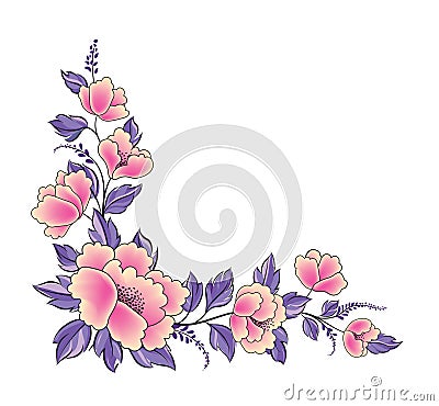 Floral background. Flower rose bouquet decorative garland border. Flourish spring floral greeting card frame design. Ornamental Stock Photo