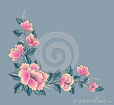 Floral background. Flower rose bouquet decorative garland border. Flourish spring floral greeting card frame design. Ornamental Stock Photo