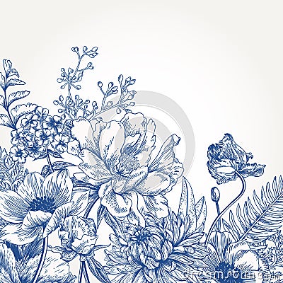 Floral background with flowers. Vector Illustration