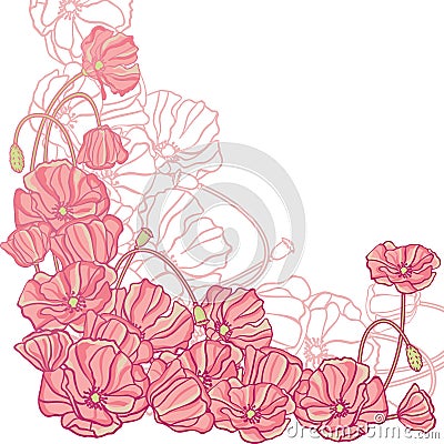 Floral background with hand draun flowers. Vector Vector Illustration