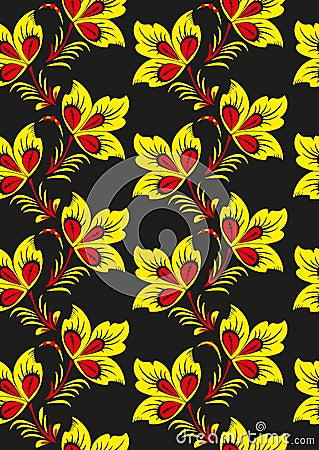 Floral background in traditional Russian Khokhloma style Stock Photo