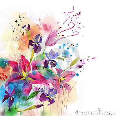 Floral Background With Watercolor Lily Stock Image Image 29325431