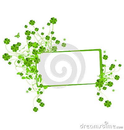 Floral banner with clover leaves Vector Illustration