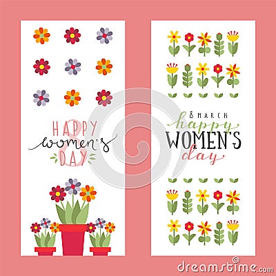 Floral banners for womens day, greeting card template, vector illustration Vector Illustration