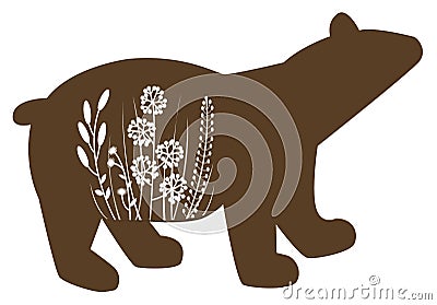 Floral bear vector pictogram Vector Illustration