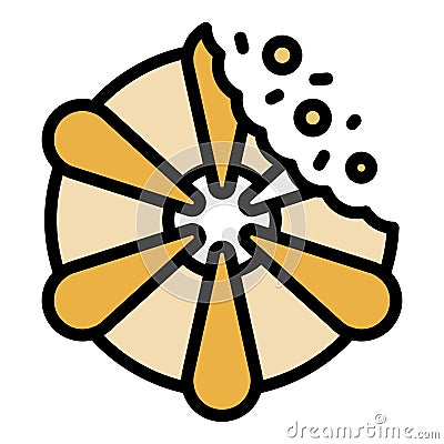 Floral bite cookie icon color outline vector Vector Illustration