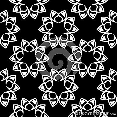 Floral black and white monochrome seamless pattern. Background with fower elements for wallpapers Vector Illustration