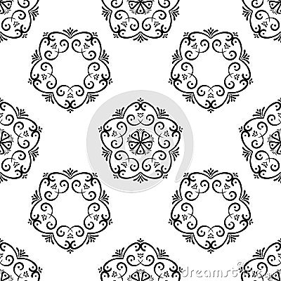 Floral black and white seamless pattern Vector Illustration