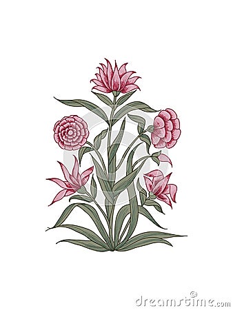 Floral blockprint element. Vector Illustration