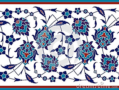 Floral border for your design. Traditional Turkish ï¿½ Ottoman seamless ornament. Iznik. Vector Illustration