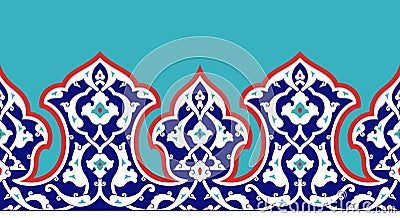 Floral border for your design. Traditional Turkish ï¿½ Ottoman seamless ornament. Iznik. Vector Illustration