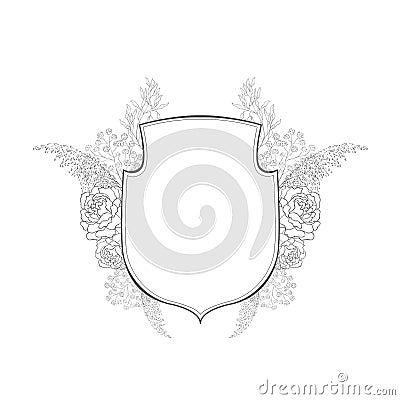 Floral botanical frame and monogram. Vector Illustration