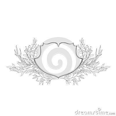 Floral botanical frame and monogram. Vector Illustration